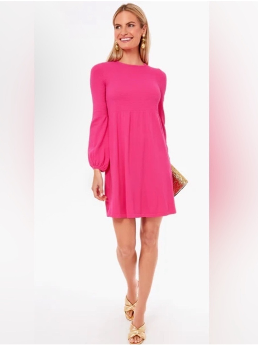Tuckernuck Pomander Place Pink Lennox Long-Sleeve Mini Dress Size Medium